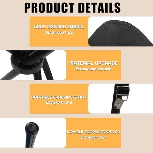 Travel Folding Camping Stool, Outdoor Tripod Seat, Folding Camping Chairs,Fishing Chair for Camping Party Mountaineering Picnic Beach Garden Lawn - Image 4