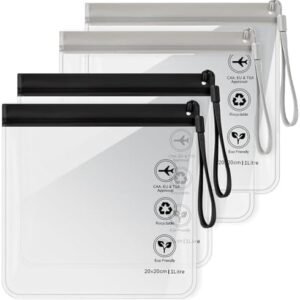 4Pcs Reusable TSA Approved Security Clear Toiletry Bag-Quart Size for EU UK & US Carry-on Regulations Security Travel Bags for Liquids, Waterproof & Leakproof Travel Accessories