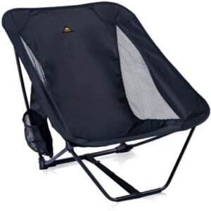 iClimb Low Ultralight Compact Camping Folding Chair with Side Pocket and Carry Bag