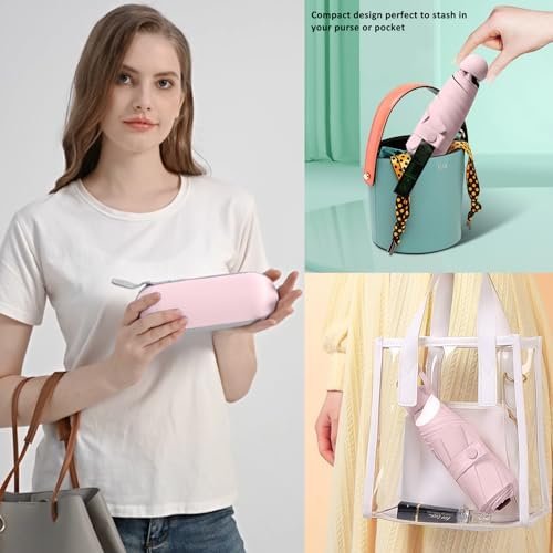 BAODINI Travel Mini Umbrella for Purse With Case Small Compact UV Sun Protection Sun Lightweight Tiny Pocket Umbrella for Women Girls and Men - Image 4