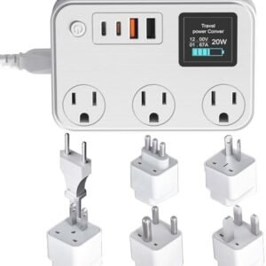 350W Conversion Plug,International Travel Converter with 2 USB and 2 USB-C Ports, lowering 220V to 110V for 100V-240V Areas and Different Countries Plugs Using US Electrical Devices