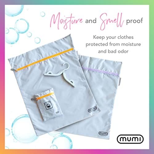 MUMI Travel Laundry Bag – Moisture & Smell-Proof Wash Bag with Folding Hanger & Outer Pouch | Large Washable Bags for Suitcase, Gym & Packing | Clothes Organizer for Trips & Storage - Pink - Image 3