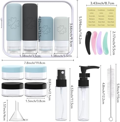 GLAMFIELDS 18 Pack Travel Bottles for Toiletries, Silicone TSA Approved Travel Size Containers for Toiletries Leak Proof Refillable Travel Essentials for Shampoo Conditioner Lotion, Multicolor E - Image 2