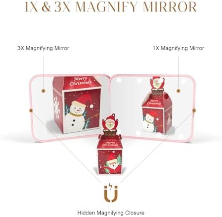 Compact Mirror, 1X/3X Magnification LED Pocket Mirror with Nternal BIattery, Mini Mirror for Purse, Pocket,Travel and Present (Pink) - Image 5