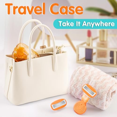 DreamGenius Travel Razors for Women Include 1 Handle and 5 Cartridges, Extra Smooth 5-Blade Travel Essentials Razor with Case for Shaving, Orange - Image 5
