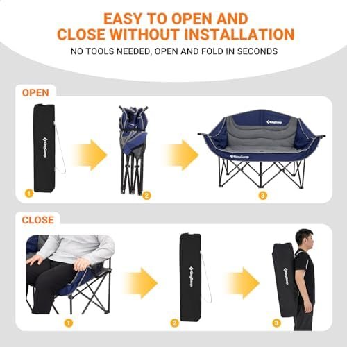 KingCamp Double Camping Chair Loveseat Heavy Duty for Adults Two Person Outdoor Folding Chairs with Cup Holder Wine Glass Holder Support 440 lbs for Outside Picnic Beach Travel - Image 7