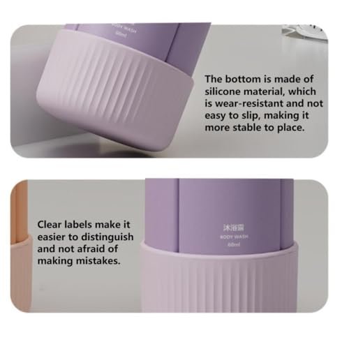 Travel Bottles Set, 4 Piece, 60ml Capacity Each, Portable Cosmetic Containers for Shampoo, Shower Gel, Lotion.Cosmetics sub packaging bottle (Purple) - Image 8