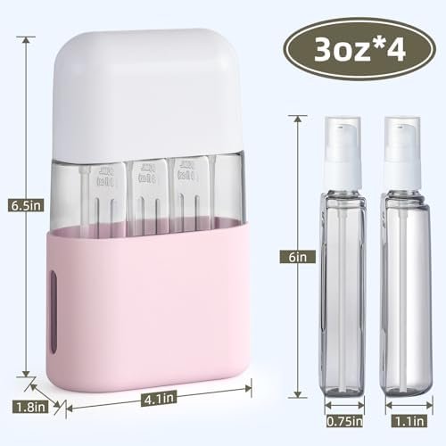 3oz Travel Bottles for Toiletries, 4 Pack Tsa Approved Portable Travel Size Containers for Shampoo Liquid With Labels, Leak Proof Refillable Travel Containers Dispenser Set - Pink - Image 2