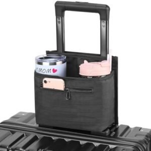 Luggage Travel Cup Holder Attachment for Suitcase Drink Carrier Caddy, Coffee Mug and Tumblers, Traveler Carry on Hands Free Accessory- Gifts for Flight Attendants Travelers Accessories