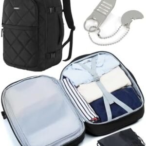 BAGSMART Travel Backpack, 30L Flight Approved Carry on Backpack with Door Lock, TSA Personal Item Backpack with 15.6 Inch Laptop Compartment & Shoe Bag,Suitcase for Travel, Classic Black