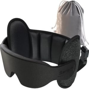 Upgraded Travel Pillow, U-Shaped Airplane Head Strap for All Heights, 360° Support, 3D Sleep Mask, 100% Light Blocking, Long Flights Essentials Headrest, Stop Bobblehead, Black