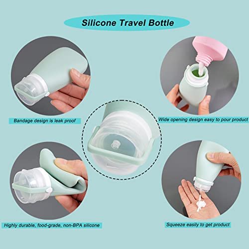 18 Pcs Travel Bottles for Toiletries Gym TSA Approved, Leak Proof with Bandage Silicone Squeezable 3oz for Toner Shampoo Conditioner Lotion Body Wash with Toothbrush Cover Tag and Wash Bag - Image 3