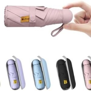 BAODINI Travel Mini Umbrella for Purse With Case Small Compact UV Sun Protection Sun Lightweight Tiny Pocket Umbrella for Women Girls and Men