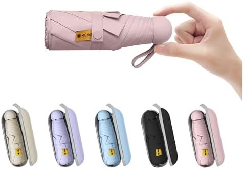 BAODINI Travel Mini Umbrella for Purse With Case Small Compact UV Sun Protection Sun Lightweight Tiny Pocket Umbrella for Women Girls and Men