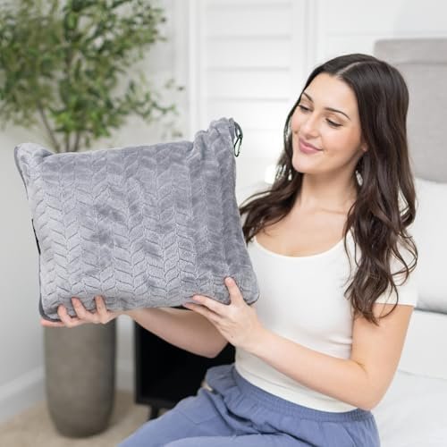 Camping Blanket Packable Soft Travel Blanket Pillow, Airplane Fleece, Luxurious Compact Design for Plane, Car, Camping, Flight Essentials & Travel Accessories in Elegant Grey Big Size 40x63 - Image 7