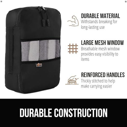 GORILLA GRIP 6 Set Packing Cubes, Travel Essentials for Suitcase, Mesh Organizer Bags for Clothes Toiletries Shoes and Laundry, Luggage and Carry On Airplane Accessories, Traveling Must Haves Black - Image 5