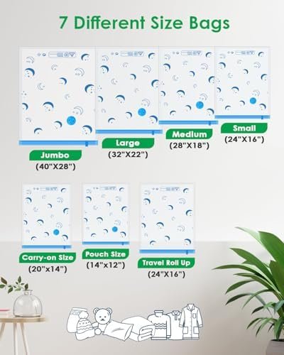 Vacuum Storage Bags for Travel, Combo 25 Pack Vacuum Sealed Bags with 1500mAh Portable Rechargeable Electric Pump for Clothes, Pillows, Comforters, Luggage, Backpack, Travel Essentials - Image 9