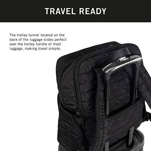 Kenneth Cole REACTION Diamond Tower Collection Lightweight Hardside Expandable 8-Wheel Spinner Travel Luggage, Black, 2-Piece Bundle (Carry On + Backpack) - Image 2