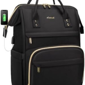 LOVEVOOK Laptop Backpack Women, 15.6 Inch Work Backpack Woman for Teacher Nurse Bags, Computer College Backpack Purse, Waterproof Anti-theft Travel Back Pack with USB Charging Port, Black