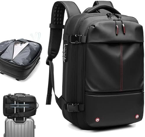 Vacpack Backpack, 60L Expandable Backpack with Vacuum Compression, Water Resistant, Anti Theft Vacpack Travel Vacuum Backpack (Black)