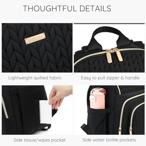 Diaper Bag Backpack - Lightweight & Stylish, Boys, Girls & Baby Travel Essentials Tote with Changing Pad, Insulated Pocket, Stroller Strap - Baby Diaper Backpack for Mom, Maternity (Black) - Image 7