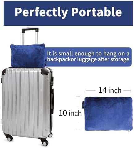 Tirrinia Travel Portable Blanket with Feet Airplane Office Poncho 4 in 1 Zippered Front Pocket Premium Cozy Fleece Blankets with Built-in Bag - Image 4