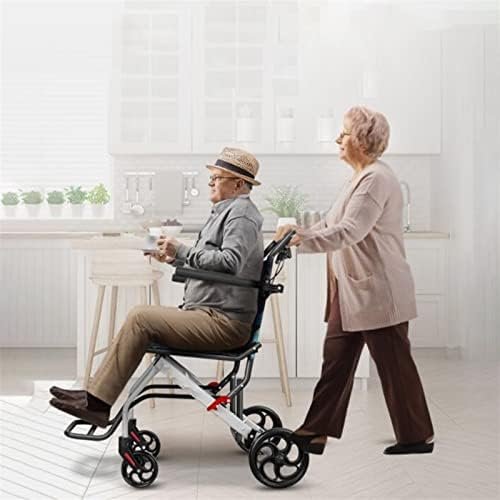 Ultralight Transport Wheelchair, Folding Portable Boarding Travelling Wheelchair with Hand Brake, Wheelchairs for Adults,Folding Wheelchairs (19.3X31.9X34.6 inches) - Image 8