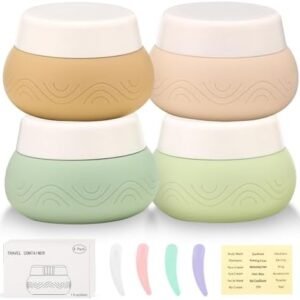 DHQH Travel Containers 4Pack 1oz TSA Approved Silicone Jars with Lids Leak-proof Essentials for Cosmetic, Face, Body Cream