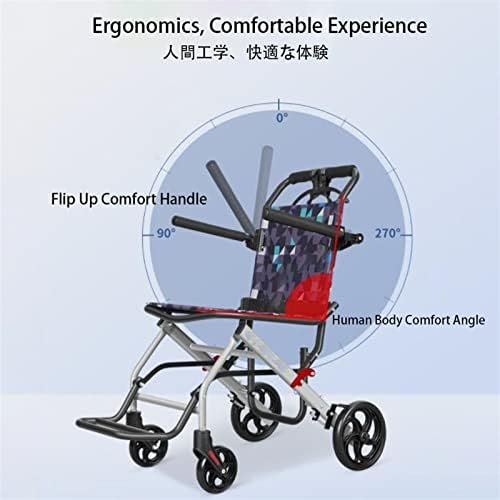 Ultralight Transport Wheelchair, Folding Portable Boarding Travelling Wheelchair with Hand Brake, Wheelchairs for Adults,Folding Wheelchairs (19.3X31.9X34.6 inches) - Image 4