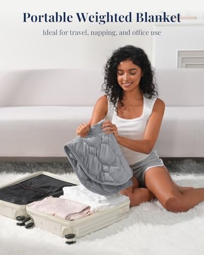 Kivik Weighted Lap Blanket,7 lbs Weighted Lap Pad for Adults,Small Travel Weighted Blanket for Relaxation, Portable & Breathable,Grey,24"x29" - Image 6