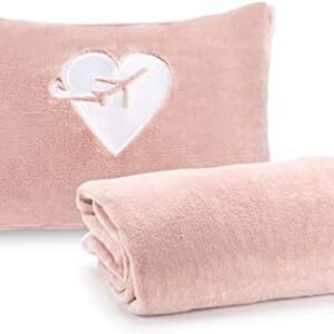 Soiree' Travel Blanket Airplane Pillow and Blanket Set 2 in 1 Airplane Blanket with Soft Bag Pillowcase, Travel Gifts for Women and Men (use it as a Pillow or a Blanket)