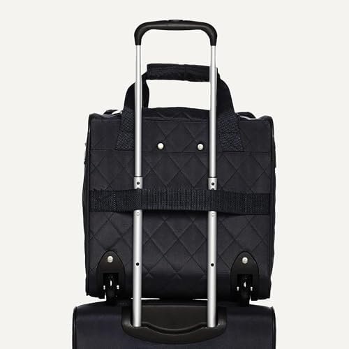 Amazon Basics Underseat Carry On Luggage with Wheels - 14" Rolling Travel Bag, Black Quilted - Image 6