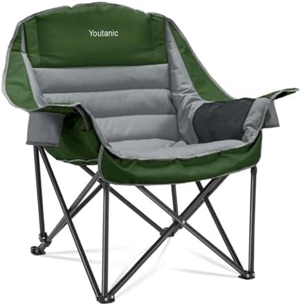 Oversized Camping Chair, Portable Folding Camping Chairs with Side Pocket, Cup Holder and Carry Bag, Heavy Duty Outdoor Camping Chairs for Adults, Fishing, Sports, Trip, up to 400lbs, Style 7