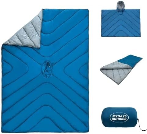 Waterproof Camping Blankets for Sleeping,Wearable Sleeping Bag Poncho Adult,Outdoor Travel Blanket,Lightweight Stadium Blanket Packable,Thermal Poncho Great for Fishing,Concerts