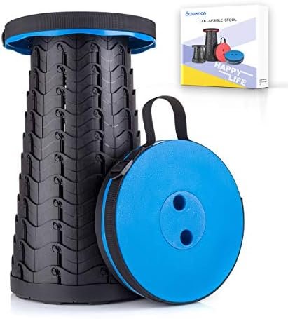 Boreeman Upgraded Folding Stool Lightweight Yet More Sturdy with Load Capacity 400lbs Portable Collapsible Stool Retractable Stool for Camping Fishing Hiking BBQ (Blue)
