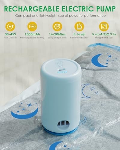 Vacuum Storage Bags for Travel, Combo 25 Pack Vacuum Sealed Bags with 1500mAh Portable Rechargeable Electric Pump for Clothes, Pillows, Comforters, Luggage, Backpack, Travel Essentials - Image 2