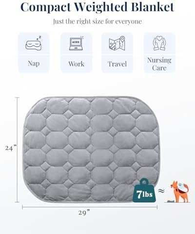 Kivik Weighted Lap Blanket,7 lbs Weighted Lap Pad for Adults,Small Travel Weighted Blanket for Relaxation, Portable & Breathable,Grey,24"x29" - Image 3