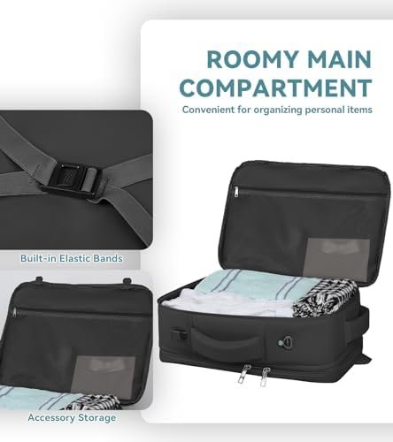 Travel Backpack, 50L Expandable Extra Large Laptop Backpack, Carry On Backpack Airline Approved Water Resistant Business Suitcase Daypack Bag Fits 17 Inch Laptops, Travel Gifts for Men Women, Black - Image 6