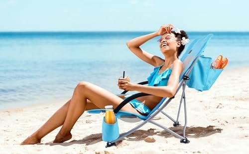 Nice C Beach Chair, Beach Chairs for Adults 2 Pack w/Cooler Compact High Back, Cup Holder & Carry Bag & Heavy Duty Outdoor, Camping, BBQ, Travel, Picnic, Festival (Set of 2 Blue) - Image 2