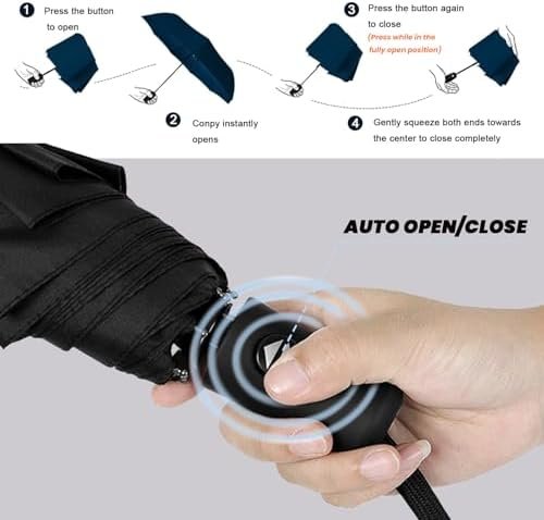 SIEPASA Windproof Travel Compact Umbrella-Automatic Umbrellas for Rain-Compact Folding Umbrella, Travel Umbrella Compact, Small Portable Windproof Umbrellas for Men Women Teenage. - Image 3