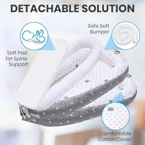 Totsi Baby Lounger Set | Ultra-Soft Baby Nest with Pillow and Blanket | Machine Washable Infant Lounger 0-24 Months | Adjustable Infant Nest for Travel | Baby Lounger Cover for Newborn - Image 3