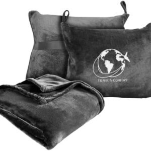 2-in-1 Travel Blanket and Pillow Set Portable Travel Pillow and Soft Blanket with Bag Flight Essentials Car Pillow Travels Gifts Accessories