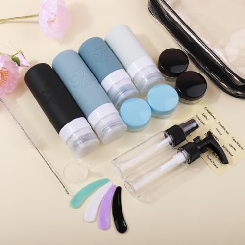 GLAMFIELDS 18 Pack Travel Bottles for Toiletries, Silicone TSA Approved Travel Size Containers for Toiletries Leak Proof Refillable Travel Essentials for Shampoo Conditioner Lotion, Multicolor E - Image 3