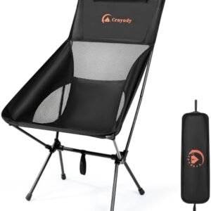 Folding High Back Camping Chair for Outside,Portable Camp Chair for Adults, Lightweight Compact with Carry Bag, for Hiking Lawn Picnic&Fishing(Black)