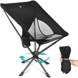 Swivel Portable Chair - Small Compact Collapsible Folding Chairs for Adults, Setup in 8 Seconds, Lightweight Outdoor Backpack Chair for Camping, Travel, Hiking, Beach, Support 300 LBS
