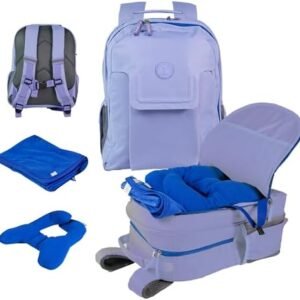 3pc Kids Travel Backpack Set – kids travel pillow and blanket & AirTag holder included | Toddler road trip essentials & Travel Essentials for Kids ages 4-10