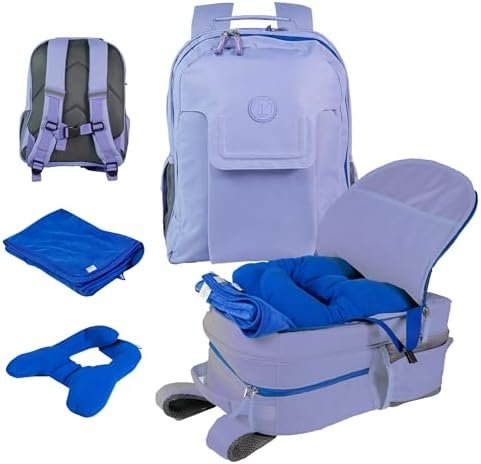 3pc Kids Travel Backpack Set – kids travel pillow and blanket & AirTag holder included | Toddler road trip essentials & Travel Essentials for Kids ages 4-10