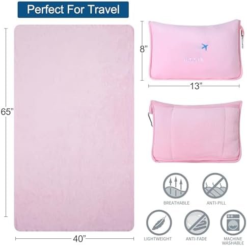 2 in 1 Travel Blanket with Neck Pillow Compact Sleeping Support Women 2024 Summer Winter Vacation Essentials European Mexico Costa Rica Bahamas Alaska Japan Italy Amazon Africa Hawaii Trip Must Haves - Image 5