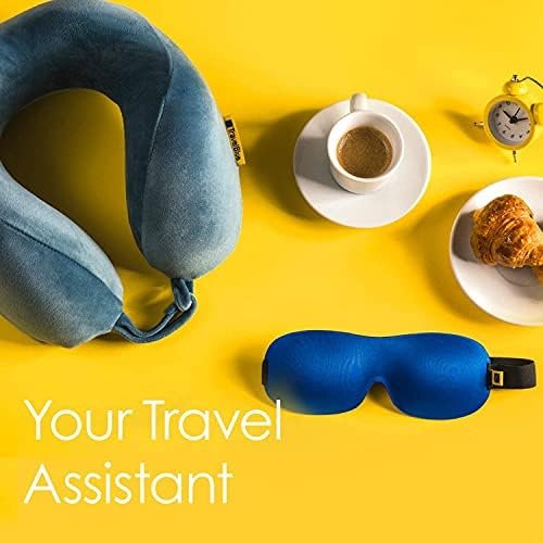Inflatable Travel Neck Pillow and Eye Mask Sleep Set for Adults and Kids Travel Accessory for Relaxing Comfort Pain Relief for Flights and Car Rides Essential - Blue 223 - Image 7