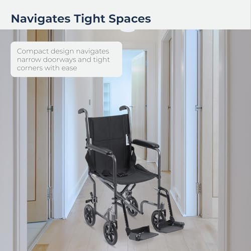 Drive Medical TR37E-SV Lightweight Folding Transport Wheelchair with Swing-Away Footrest, Silver - Image 3